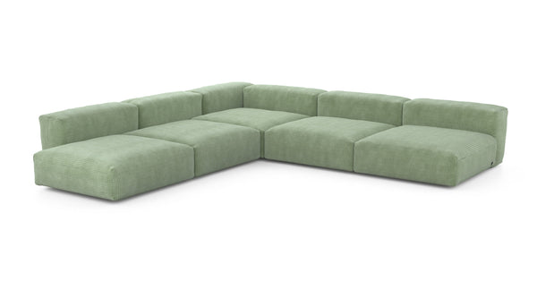 Preset five module corner sofa - cord velours - duck egg - 346cm x 346cm