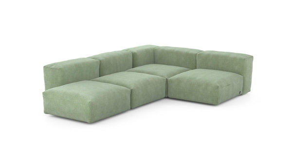 Preset four module corner sofa - cord velours - duck egg - 199cm x 283cm
