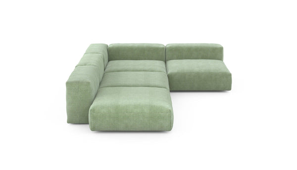 Preset four module corner sofa - cord velours - duck egg - 241cm x 346cm