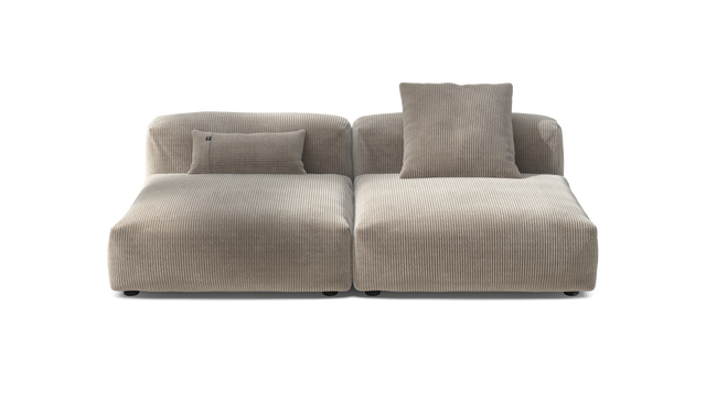 vetsak | Sofa Set 01 Large - Cord Velour - Platinum | Sofa Modulable | 3.5 Places