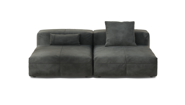 vetsak | Sofa Set 01 Large - Leather - Dark Grey | Sofa Modulable | 3.5 Places