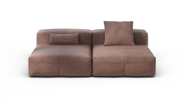 vetsak | Sofa Set 01 Large - Leather - Stone | Sofa Modulable | 3.5 Places