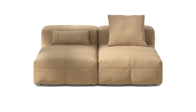 vetsak | Sofa Set 01 Medium - Leather - Beige | Sofa Modulable | 2.5 Places