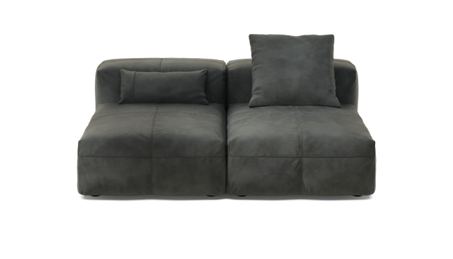 vetsak | Sofa Set 01 Medium - Leather - Dark Grey | Sofa Modulable | 2.5 Places