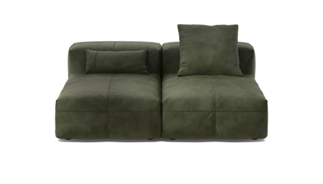 vetsak | Sofa Set 01 Medium - Leather - Olive | Sofa Modulable | 2.5 Places