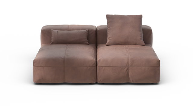 vetsak | Sofa Set 01 Medium - Leather - Stone | Sofa Modulable | 2.5 Places