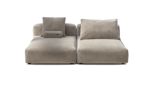 vetsak | Sofa Set 01 XLarge - Cord Velour - Platinum | Sofa Modulable | 3.5 Places