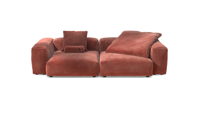 vetsak | Sofa Set 02 Large - Cord Velour - Brick | Sofa Modulable | 3.5 Places | Grand Sofa