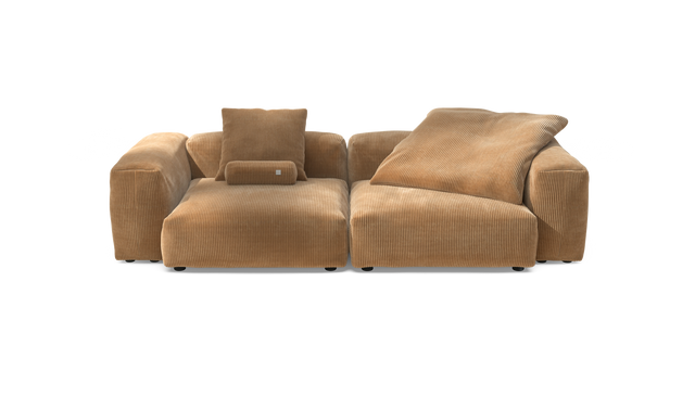 vetsak | Sofa Set 02 Large - Cord Velour - Camel | Sofa Modulable | 3.5 Places | Grand Sofa