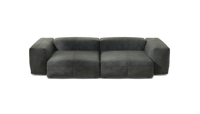vetsak | Sofa Set 02 Large - Leather - Dark Grey | Sofa Modulable | 3.5 Places | Grand Sofa