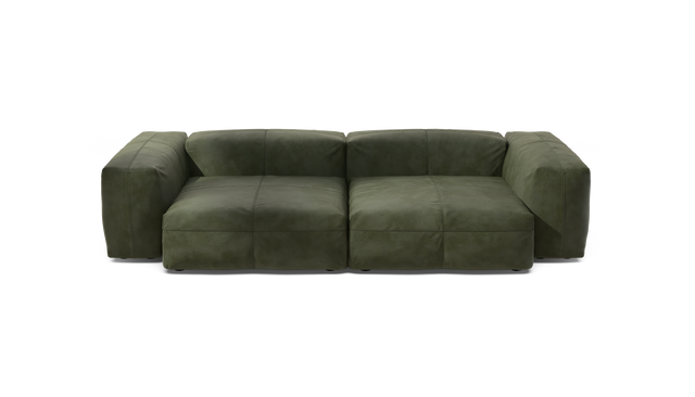vetsak | Sofa Set 02 Large - Leather - Olive | Sofa Modulable | 3.5 Places | Grand Sofa