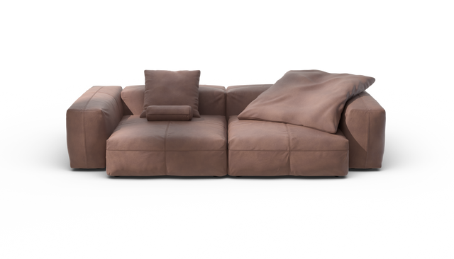 vetsak | Sofa Set 02 Large - Leather - Stone | Sofa Modulable | 3.5 Places | Grand Sofa