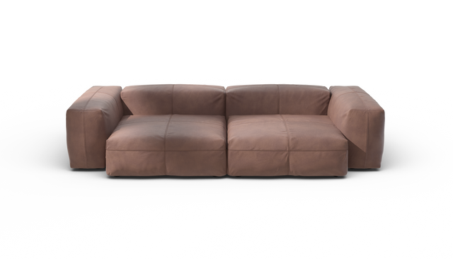 vetsak | Sofa Set 02 Large - Leather - Stone | Sofa Modulable | 3.5 Places | Grand Sofa
