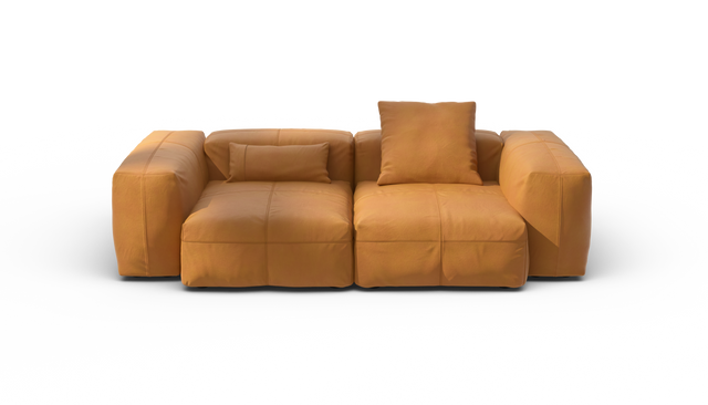 vetsak | Sofa Set 02 Medium - Leather - Brown | Sofa Modulable | 2.5 Places | Grand Sofa
