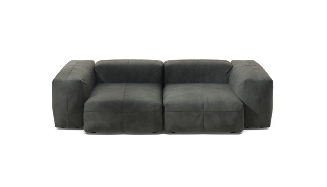 vetsak | Sofa Set 02 Medium - Leather - Dark Grey | Sofa Modulable | 2.5 Places | Grand Sofa