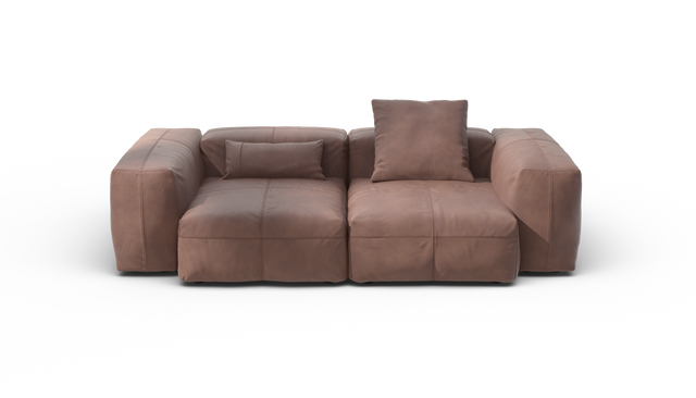 vetsak | Sofa Set 02 Medium - Leather - Stone | Sofa Modulable | 2.5 Places | Grand Sofa