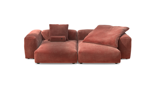 vetsak | Sofa Set 02 XLarge - Cord Velour - Brick | Sofa Modulable | 3.5 Places | Grand Sofa