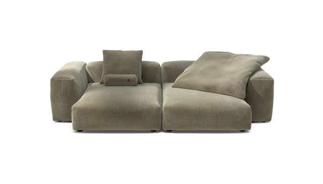 vetsak | Sofa Set 02 XLarge - Cord Velour - Khaki | Sofa Modulable | 3.5 Places | Grand Sofa