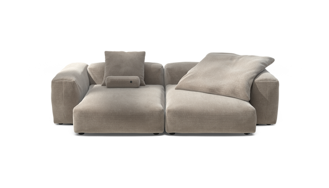 vetsak | Sofa Set 02 XLarge - Cord Velour - Platinum | Sofa Modulable | 3.5 Places | Grand Sofa