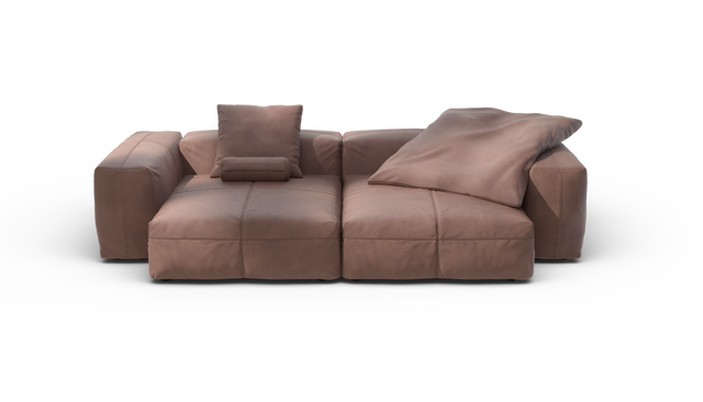 vetsak | Sofa Set 02 XLarge - Leather - Stone | Sofa Modulable | 3.5 Places | Grand Sofa
