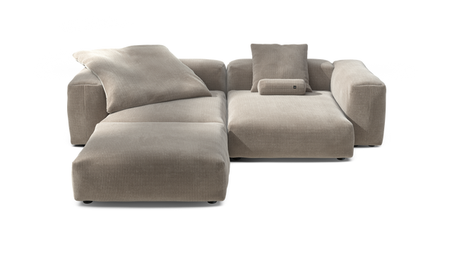 vetsak | Sofa Set 03 - Cord Velour - Platinum | Sofa Modulable | 3.5 Places | Grand Sofa | Sofa d'angle