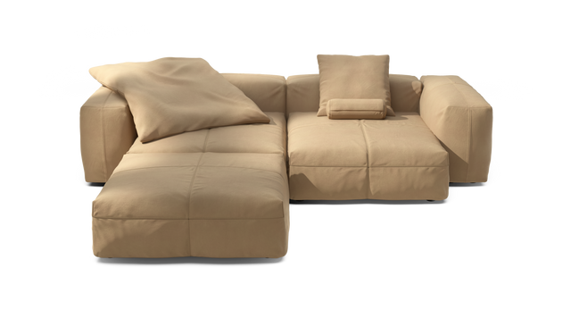 vetsak | Sofa Set 03 - Leather - Beige | Sofa Modulable | 3.5 Places | Grand Sofa | Sofa d'angle
