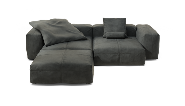 vetsak | Sofa Set 03 - Leather - Dark Grey | Sofa Modulable | 3.5 Places | Grand Sofa | Sofa d'angle