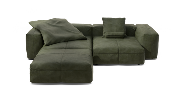vetsak | Sofa Set 03 - Leather - Olive | Sofa Modulable | 3.5 Places | Grand Sofa | Sofa d'angle