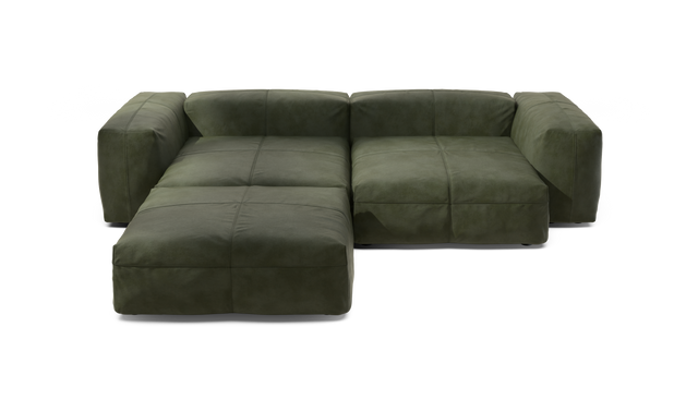 vetsak | Sofa Set 03 - Leather - Olive | Sofa Modulable | 3.5 Places | Grand Sofa | Sofa d'angle