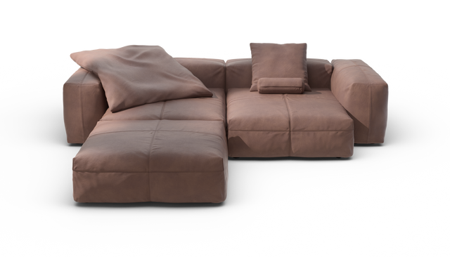 vetsak | Sofa Set 03 - Leather - Stone | Sofa Modulable | 3.5 Places | Grand Sofa | Sofa d'angle