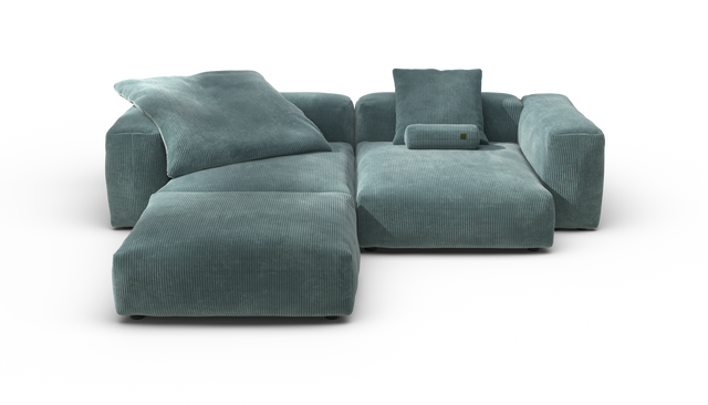 vetsak | Sofa Set 03 - Cord Velour - Mint | Sofa Modulable | 3.5 Places | Grand Sofa | Sofa d'angle