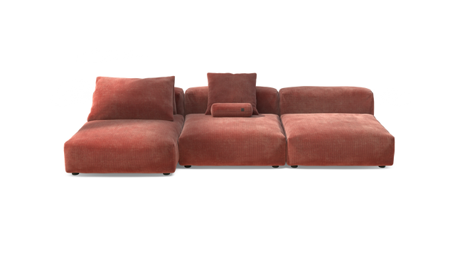 vetsak | Sofa Set 04 - Cord Velour - Brick | Sofa Modulable | 5 Places | Grand Sofa