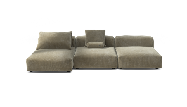 vetsak | Sofa Set 04 - Cord Velour - Khaki | Sofa Modulable | 5 Places | Grand Sofa