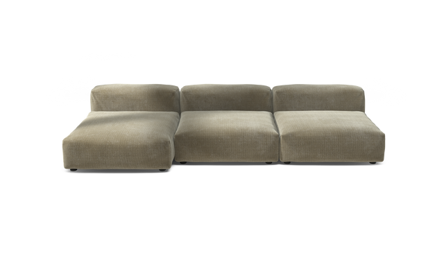 vetsak | Sofa Set 04 - Cord Velour - Khaki | Sofa Modulable | 5 Places | Grand Sofa