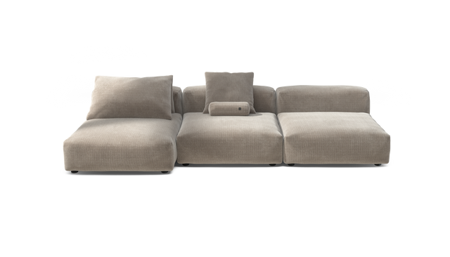 vetsak | Sofa Set 04 - Cord Velour - Platinum | Sofa Modulable | 5 Places | Grand Sofa