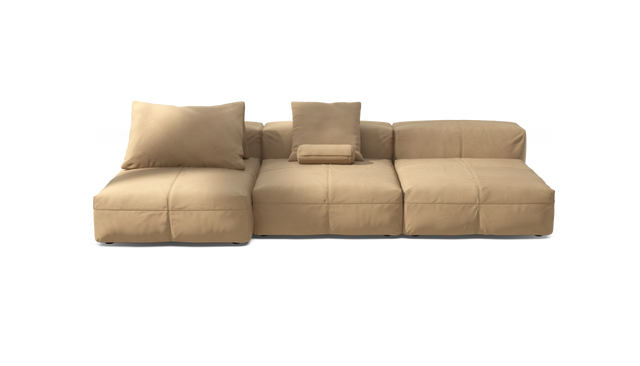 vetsak | Sofa Set 04 - Leather - Beige | Sofa Modulable | 5 Places | Grand Sofa