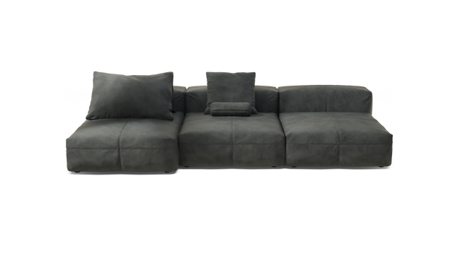 vetsak | Sofa Set 04 - Leather - Dark Grey | Sofa Modulable | 5 Places | Grand Sofa