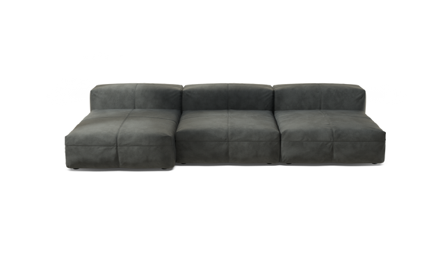 vetsak | Sofa Set 04 - Leather - Dark Grey | Sofa Modulable | 5 Places | Grand Sofa