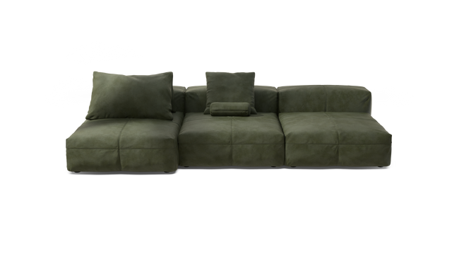 vetsak | Sofa Set 04 - Leather - Olive | Sofa Modulable | 5 Places | Grand Sofa