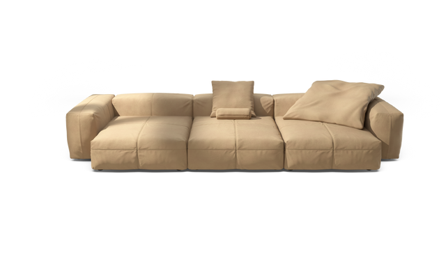 vetsak | Sofa Set 05 - Leather - Beige | Sofa Modulable | 5 Places | Grand Sofa | Sofa d'angle