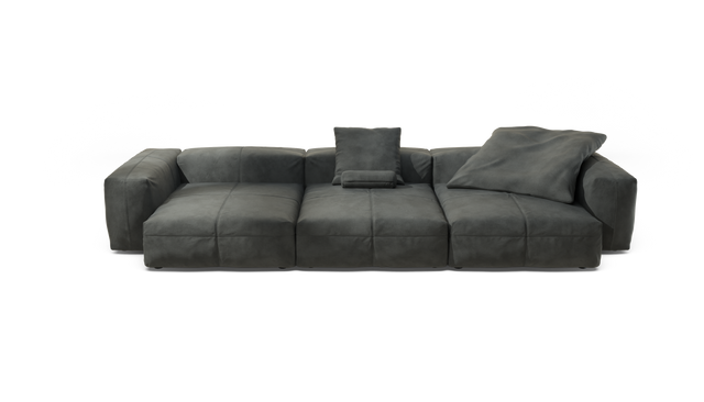 vetsak | Sofa Set 05 - Leather - Dark Grey | Sofa Modulable | 5 Places | Grand Sofa | Sofa d'angle