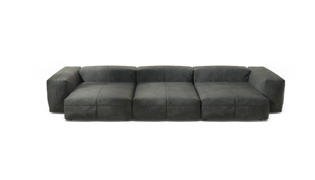 vetsak | Sofa Set 05 - Leather - Dark Grey | Sofa Modulable | 5 Places | Grand Sofa | Sofa d'angle