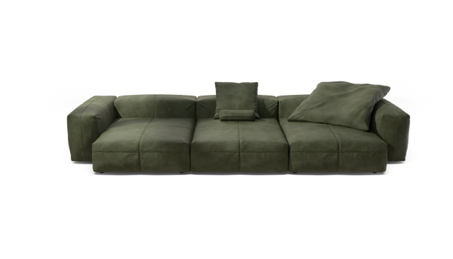 vetsak | Sofa Set 05 - Leather - Olive | Sofa Modulable | 5 Places | Grand Sofa | Sofa d'angle