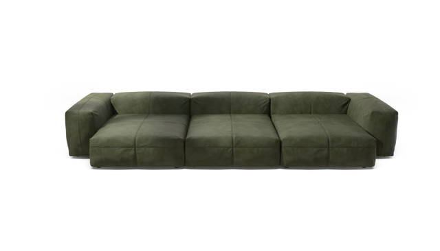 vetsak | Sofa Set 05 - Leather - Olive | Sofa Modulable | 5 Places | Grand Sofa | Sofa d'angle