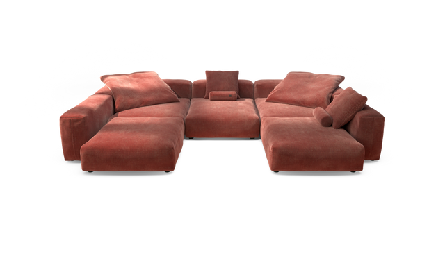 vetsak | Sofa Set 06 - Cord Velour - Brick | Sofa Modulable | 6.5 Places | Grand Sofa | Sofa en U | Sofa d'angle