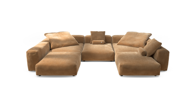 vetsak | Sofa Set 06 - Cord Velour - Camel | Sofa Modulable | 6.5 Places | Grand Sofa | Sofa en U | Sofa d'angle