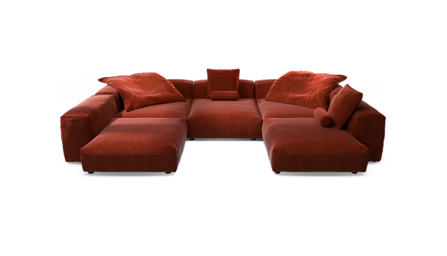 vetsak | Sofa Set 06 - Suave - Saffron | Sofa Modulable | 6.5 Places | Grand Sofa | Sofa en U | Sofa d'angle