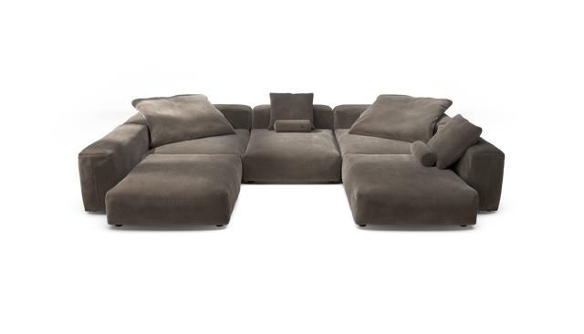 vetsak | Sofa Set 06 - Cord Velour - Mocha | Sofa Modulable | 6.5 Places | Grand Sofa | Sofa en U | Sofa d'angle