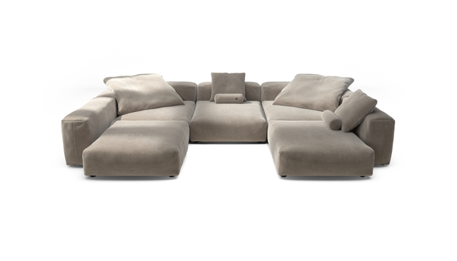 vetsak | Sofa Set 06 - Cord Velour - Platinum | Sofa Modulable | 6.5 Places | Grand Sofa | Sofa en U | Sofa d'angle