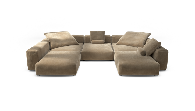 vetsak | Sofa Set 06 - Cord Velour - Sand | Sofa Modulable | 6.5 Places | Grand Sofa | Sofa en U | Sofa d'angle